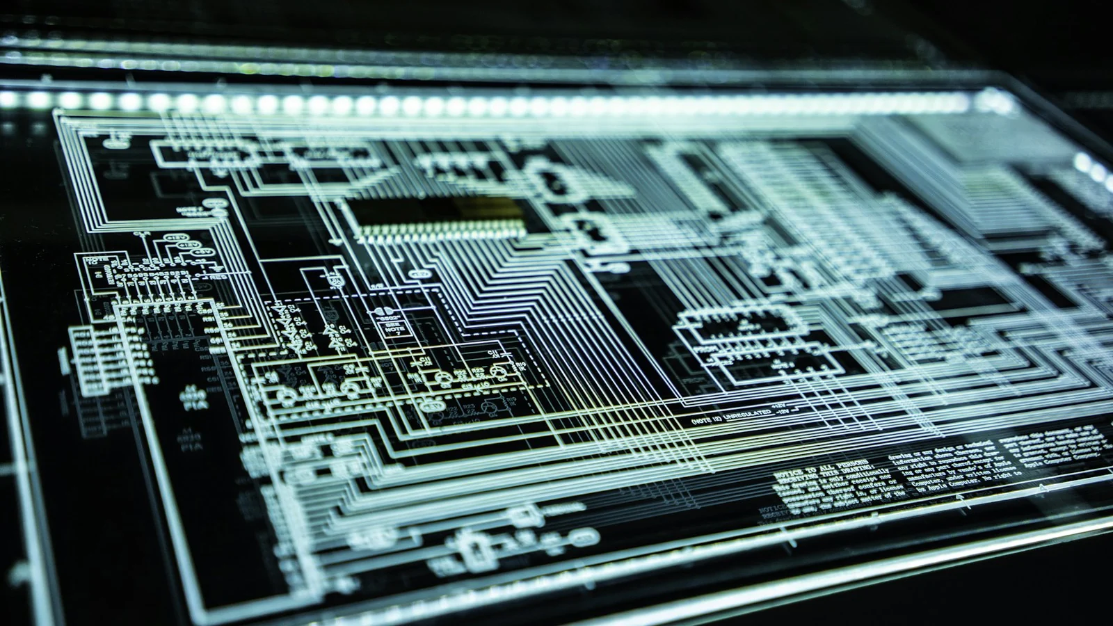 A digital circuit display illustrating an article about cyber threats