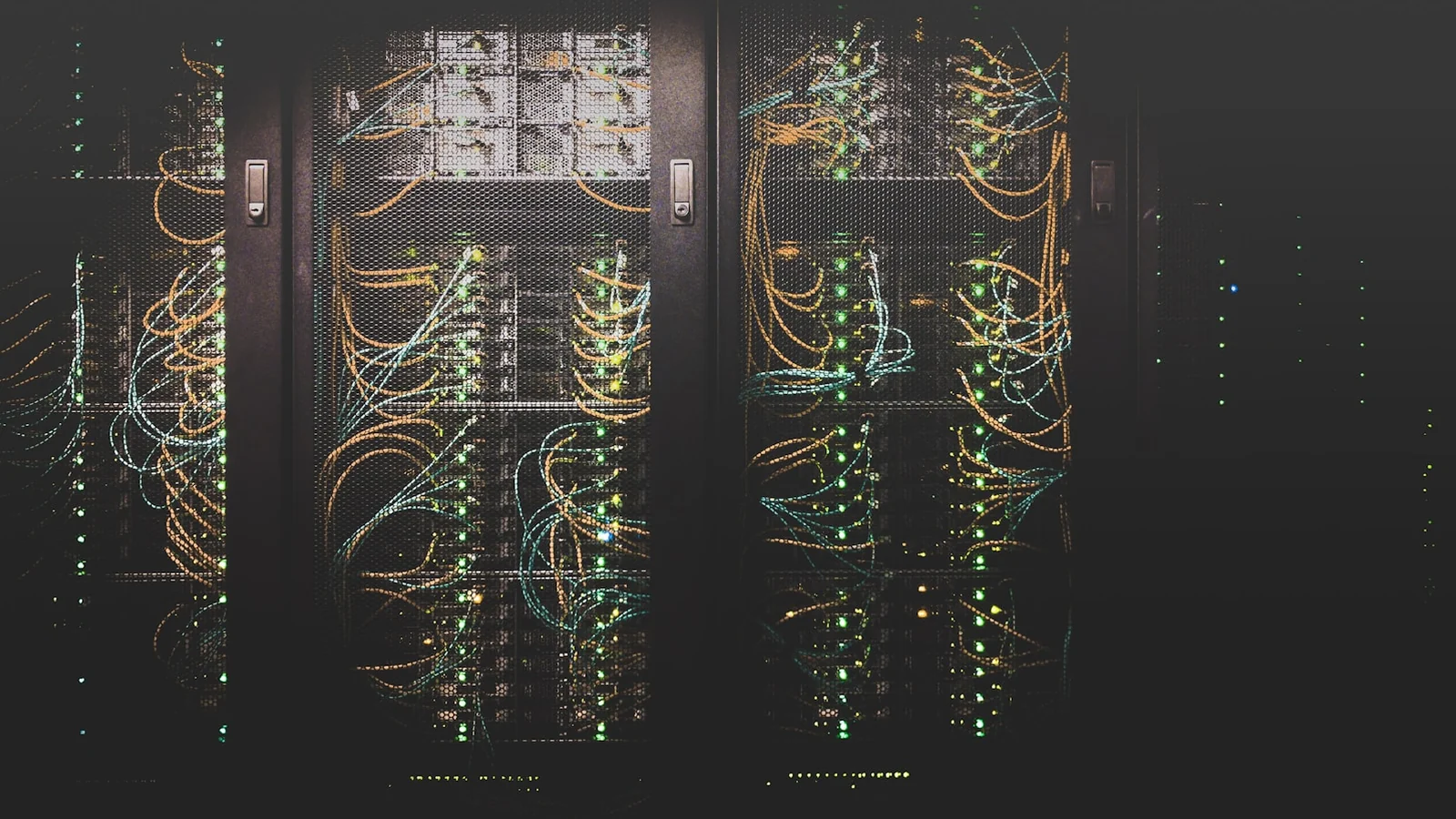 Server racks and network cabling in modern Internet infrastructure